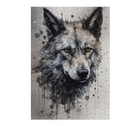 Wolf Beauty Black Ink Illustrated Jigsaw Puzzle for Adults, 300 PCS