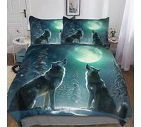 Wolf Bedding Set 3D Print Duvet Cover for Teens Boys And Girls Quilt Cover Soft Microfiber Comforter Cover 3 Piece King(220x240cm)