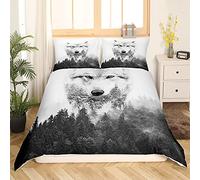 Wolf Bedding Sets Safari Animals Comforter Cover Misty Mountain Duvet Cover Set For Kids Boys Girls Exotic Wildlife National Park Trippy Quilt Cover With 2 Pillow Cases Bedroom Decor Queen Size