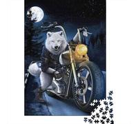 Wolf Biker Night Ride 1000 Pc Premium Cardstock Jigsaw Puzzle Adults Educational Challenge Wall Decor 70x50cm/1000pcs