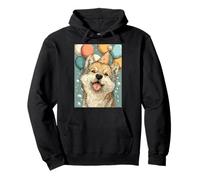 Wolf Birthday Party Balloons & Bubbles Art Print Kids Pullover Hoodie