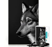 Wolf Black And White 1000 Jigsaw Puzzle Mental Fun Game Seamless Fit Precise Pieces Relaxing Indoor Group Activity (50x75cm)