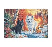Wolf Black White Cub Family Forest Wildlife 1000 Piece Adult Jigsaw Puzzle Engaging Fun And Stimulating Perfect Hobby for Adults 1000 PCS（75x50cm）