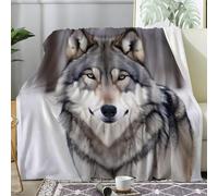 Wolf Blanket, Fleece Blanket King Size, Throws for Sofas, Wildlife Throw Blanket, Wolf Blanket for Bed, Warm Blankets for Winter, Home Decorations, 230x270 cm, S-518