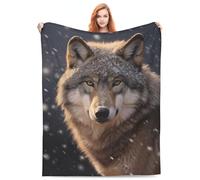 Wolf Blanket Gifts for Women Men Girls Boys Snow Wolves Flannel Throw Blankets for Home Decor Couch Bed Sofa Soft Fuzzy Lightweight for All Season 80x60 Inches