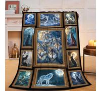 Wolf Blanket Soft Cozy Wolf Animal Throw Blanket Gifts for Women Girls Super Plush Warm Wolf Stuff Lightweight Fleece Flannel Gift Blankets for Kids Adults 50"X40"