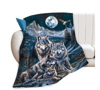 Wolf Blanket Wolf Family Eagle Decor Animal Throw Blanket Gifts for Girls Boys Wolf Lover Winter Couch Bedding Warm Soft Plush Lightweight Fleece Flannel Blanket for Kids Adults Men Women 50"X40"