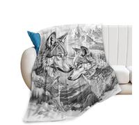Wolf Blanket Wolfs Throw Blankets Cozy Fleece Flannel Gray and White Blanket Bedding Wolf Stuff Gifts for Men Women Boys Girls Teens Adults for Couch Sofa Bed Decor 50"X60"
