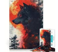 Wolf Blood Moon 1000 Piece Jigsaws for Adults Mind Train Fun Precision Cut Smooth Edges Absorbing Activity for Quiet Nights (38x26cm)