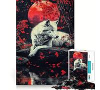 Wolf Blood Moon Jigsaw for Adults 1000 Pieces Think Skill Game High Precision Die Cut Entertaining Challenge for Spare Time (38x52cm)