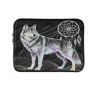 Wolf Boho Black 13” Quilted Laptop Sleeve Case Soft Notebook Protector Bag Computer Carrying Case
