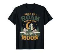 Wolf Born to Roam Under The Moon Wilderness Nature Howling Value Graphic T-Shirt