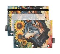Wolf Breaking Through The Wall Document Organizer Binder with Clear Window Ringing folders with Pockets Big Capacity Binders 3 Ringing for School, Office & Home Multicolored 2 PCS