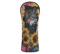 Wolf Breaking Through The Wall Flower1 Golf Club Head Covers Premium Leather Headcovers with Number Tags for Driver/Fairway Wood/Hybrid
