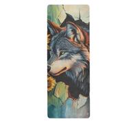 Wolf Breaking Through The Wall hot yoga mat non slip for gym printed, non slip, yoga towel mat with bags tapete para ejercicio 71x26 inches