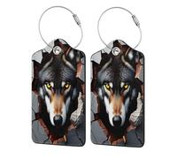 Wolf Breakthrough Wall Art Luggage Tags for Suitcases Cruise Ship Luggage Tag with Privacy Cover Label Address Card and Metal Ring Suitable for Handbags Travel Bags 1 PC