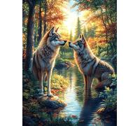 Wolf Brothers 300 Piece Pack Classic Jigsaw Puzzle Wild Animals Fantasy Animal Couple Puzzle Partners Ultra Difficult Wall Decor Easter New Year Creativity & Gift Giving 300 PCS