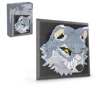 Wolf Building Blocks Set, Wild Animal Wall Art Mini Brick Building Model Toys, 3D Wolf Head Predator Building Kit for Collectible Home Decor, Creative Present for Teens & Adults, 1536 PCS