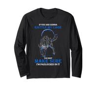 Wolf Cage Warning Quote Fierce Moonlit Animal Graphic Long Sleeve T-Shirt