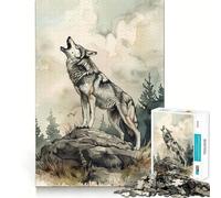 Wolf Call of The Wild 1000-piece Jigsaw Puzzles Think Exercise Game Tight Interlock No Gaps Interactive Brain Challenge for Home (50x75cm)