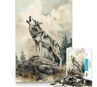 Wolf Call of The Wild Jigsaws 1000 Pieces for Adults Memory Boost Game Professional Grade Cutting Heartwarming Gathering Activity (38x52cm)
