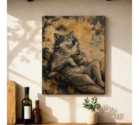 Wolf Canvas Kitchen Wall Art, Rustic Vintage Sun Cup None Brown Wall Hanging Posters Artwork Prints Living Room Apartment Dining Decorations 16x20 Inch
