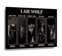Wolf Canvas Wall Art Framed Motivational Quotes Poster Wolf Picture Painting Black Artwork Wildlife Wall Art Prints Modern Abstract Wall Hanging Framed (12x18 inch)