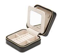 Wolf Caroline Zip Jewellery Box Black 329971 - Woman - Genuine Leather Black 12 x 13.2 x 6