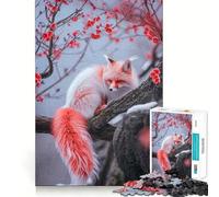 Wolf Cherry Blosoom Jigsaw Puzzle 1000 Piece Mental Fun Game No Gap Tight Fitting Design for Family Gatherings (50x75cm)