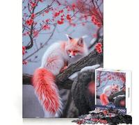 Wolf Cherry Blosoom Jigsaw Puzzles 1000 Piece for Teenagers Memory Power Mind Soothing Fun Seamless Fit Perfect Xmas (38x26cm)