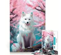 Wolf Cherry Blossom 1000-piece Jigsaw Puzzles Brain Fun Training Seamless Fit Precise Pieces Fascinating Hobby for Idle Moments (50x75cm)