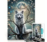 Wolf Cherry Blossom Japan Adults 1000 Piece Jigsaw Puzzle Recall Fun Play Premium Laser Cut Quality Quiet Time Mind Exercise at Home (38x52cm)