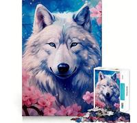 Wolf Cherry Blossom Jigsaw for Teenagers1000 Pieces Mental Boost Game Burr Free Clean Cut Pieces Easy to Learn Family Enjoyment (38x26cm)