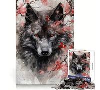 Wolf Cherry Blossoms 1000 Piece Jigsaw Puzzles for Teenagers Jigsaw Cognitive Workout Calm Leisure Ideal Fit Winter Gift (38x26cm)