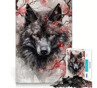 Wolf Cherry Blossoms Jigsaw Puzzles1000 Pieces Cognitive Train Fun Flawless Interlocking Pieces Birthday Gift Brain Teaser Toy (50x75cm)