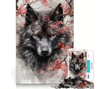 Wolf Cherry Blossoms Jigsaws 1000 Pieces for Adults Memory Boost Game Professional Grade Cutting Heartwarming Gathering Activity (38x52cm)