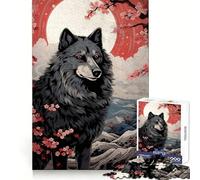 Wolf Cherry Blossoms Moon 1000 Pieces Jigsaw Puzzles for Teenagers Smart Exercise Leisure Activity Seamless Lock Birthday Gift (38x52cm)