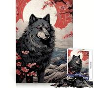 Wolf Cherry Blossoms Moon Jigsaw Puzzles for Teenagers 1000 Focus Ability Relaxed Leisure Interlock Well Best Gift (50x75cm)