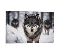 Wolf Close Up Canvas Wall Art Classical Snowy Animal Posters Wall Decor Painting Art for Home Room Artwork