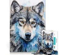 Wolf Close Up Portrait 1000 Piece Jigsaws for Adults Think Training Play Tight Lock No Loose Pieces Unique Gift for Stress Relief (50x75cm)