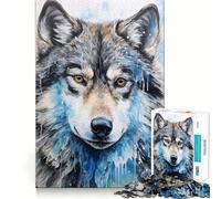 Wolf Close Up Portrait Jigsaw for Adults 1000 Pieces Think Skill Game High Precision Die Cut Entertaining Challenge for Spare Time (38x26cm)