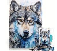 Wolf Close Up Portrait Teenagers 1000 Pieces Puzzle Memory Fun Game Clean Cut Sturdy Components Portable Travel Friendly Fun Game (38x52cm)