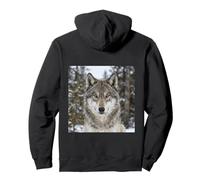 Wolf Close Up Portrait Wild Animal Forest Scene Pullover Hoodie