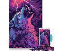 Wolf Colorful Animal 1000 Jigsaw Puzzle Cognitive Fun Play Clean Cut Sturdy Components Quiet Time Mind Exercise at Home (38x26cm)