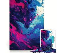 Wolf Colorful Animal 1000-piece Jigsaw Puzzles Think Exercise Game Tight Interlock No Gaps Interactive Brain Challenge for Home (50x75cm)