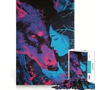 Wolf Colorful Animal 1000 Piece Teenager Puzzles Cognitive Train Game Zero Gap Compact Fun for Family Game Time (38x52cm)