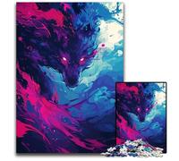 Wolf Colorful Animal 1000Pc Adults Jigsaw Puzzle Jigsaw Puzzles for Adults Adult Game Gift Family Interactive Game Brain Challenge Gift 1000 PCS(38x26cm)