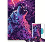 Wolf Colorful Animal Jigsaw 1000 Pieces for Adults Memory Fun Game Expert Cutting Craftsmanship Relaxing Indoor Group Activity (38x52cm)