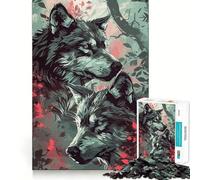Wolf Colorful Animal Jigsaw Puzzle 1000 Piece Cognitive Fun Play Precise Interlock Structure Bonding Activity for Loved Ones (38x52cm)