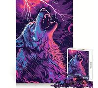 Wolf Colorful Animal Jigsaw Puzzle for Adults 1000 Pieces Thought Training Calm Recreation Uniform Cut Festive Present (38x52cm)